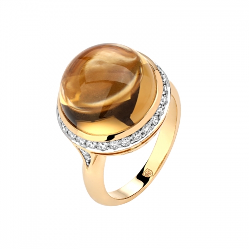 Женское кольцо из желтого золота c цитринами и бриллиантами