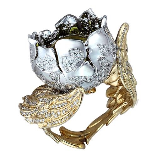 Кольцо из комбинированного золота с бриллиантом, цитрином