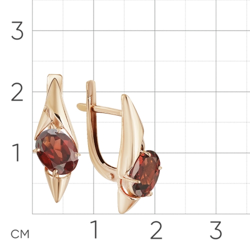 Серьги из красного золота 585 пробы с гранатом