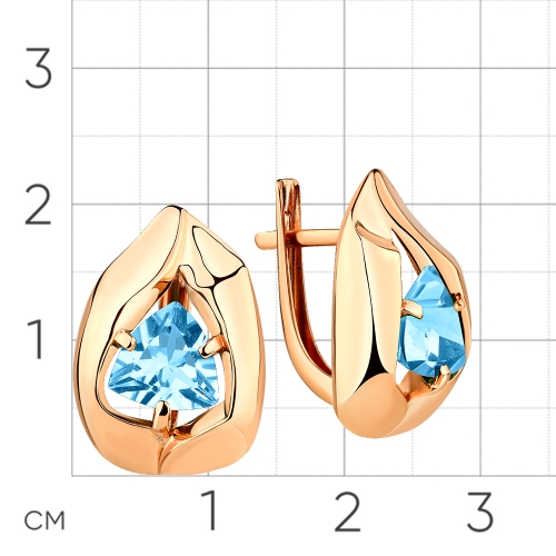 Серьги из красного золота 585 пробы с топазом Swiss