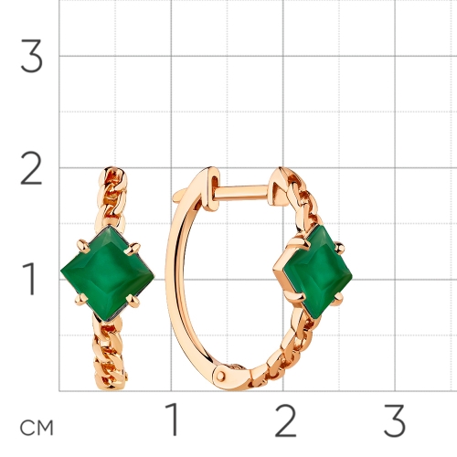 Серьги из красного золота 585 пробы с агатом
