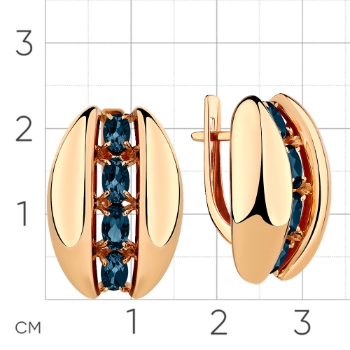Серьги из красного золота 585 пробы с топазом London