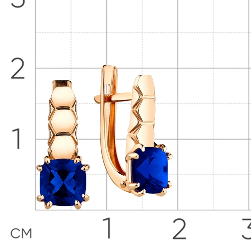 Серьги из красного золота 585 пробы с корундом