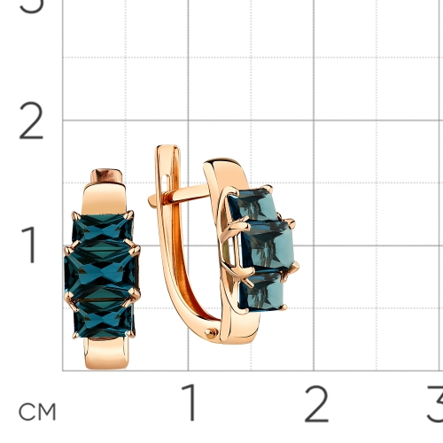Серьги из красного золота 585 пробы с топазом London