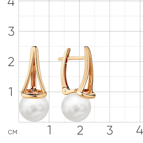 Серьги из красного золота 585 пробы с жемчугом