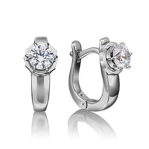 Ювелирный завод «Платина» Золотые серьги с вставками Swarovski