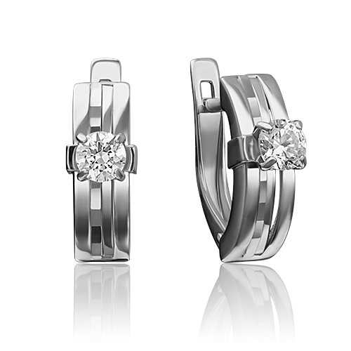 Ювелирный завод «Платина» Золотые серьги с вставками Swarovski