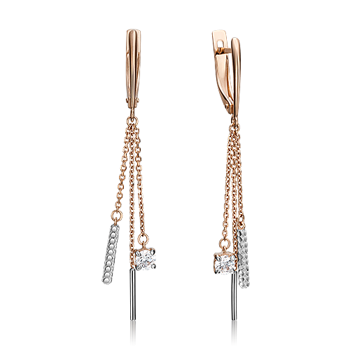 Ювелирный завод «Платина» Золотые серьги с вставками Swarovski