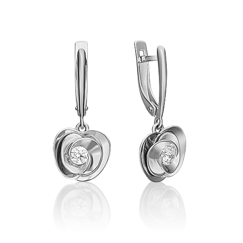 Ювелирный завод «Платина» Золотые серьги с вставками Swarovski