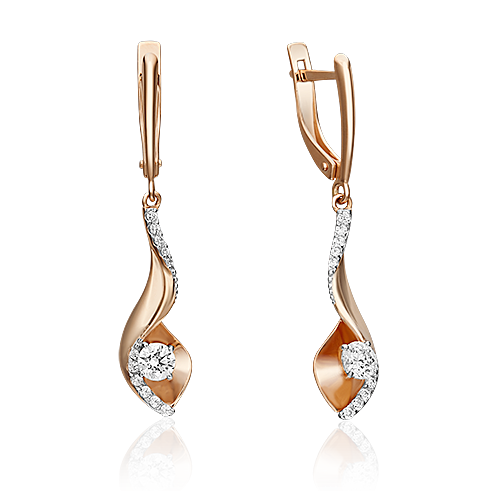 Ювелирный завод «Платина» Золотые серьги с вставками Swarovski