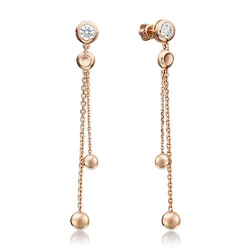 Ювелирный завод «Платина» Золотые серьги с вставками Swarovski