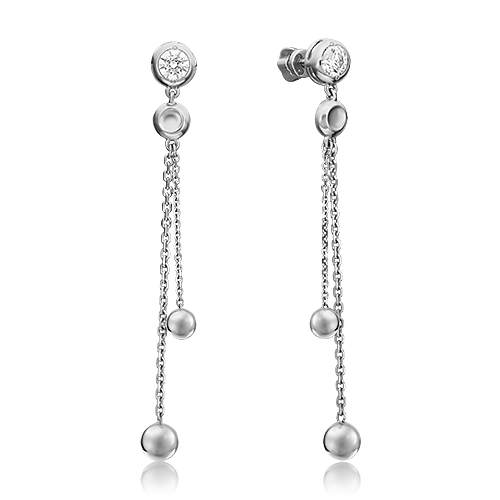 Ювелирный завод «Платина» Золотые серьги с вставками Swarovski