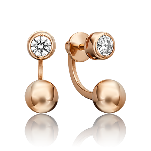 Ювелирный завод «Платина» Золотые серьги с вставками Swarovski