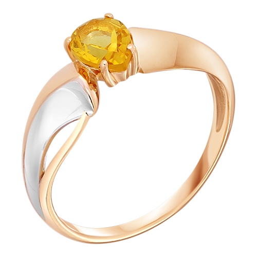 Женское кольцо из красного золота 585 пробы с цитрином