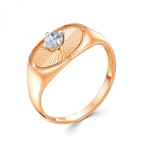 Женское кольцо из красного золота 585 пробы c горным хрусталем