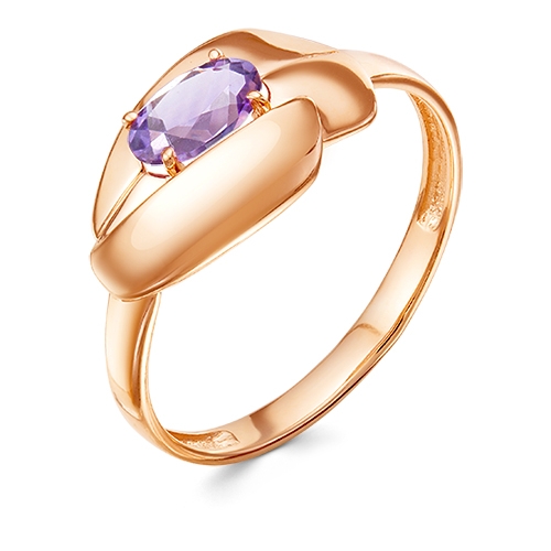 Женское кольцо из красного золота 585 пробы c аметистом