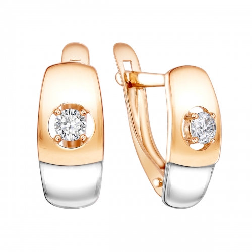 Серьги из красного золота 585 пробы с фианитами
