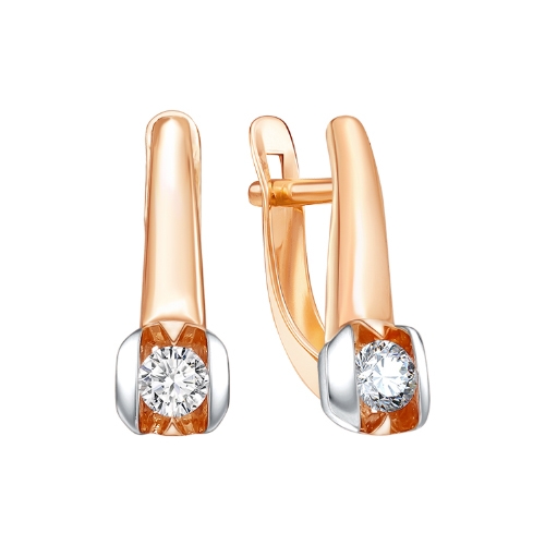 Серьги из красного золота 585 пробы с фианитами