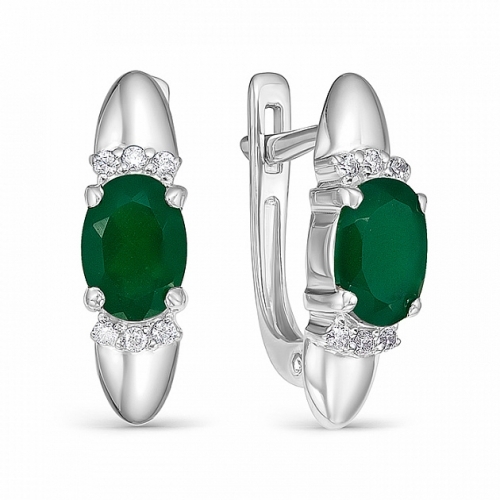 Ювелирная фабрика «Алькор» Серьги из серебра с агатом