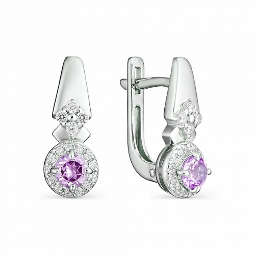Ювелирная фабрика «Алькор» Серьги из серебра с аметистом