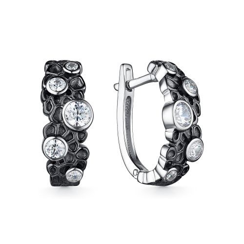 Ювелирная фабрика «Алькор» Серьги серебра с Swarovski Zirconia