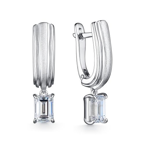 Ювелирная фабрика «Алькор» Серьги серебра с Swarovski Zirconia