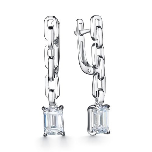 Ювелирная фабрика «Алькор» Серьги серебра с Swarovski Zirconia