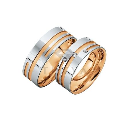 Т-28493 золотые парные обручальные кольца (ширина 7 мм.) (цена за пару)