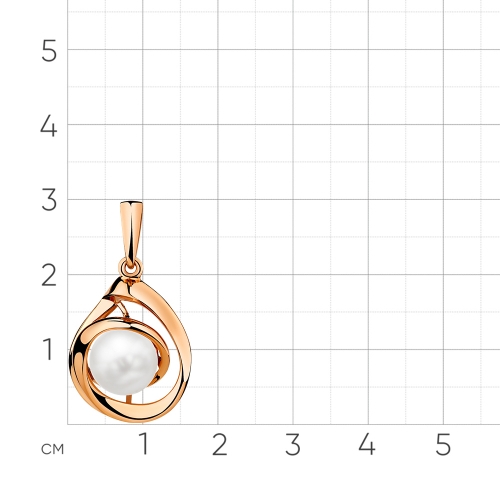 Подвеска из красного золота 585 пробы с жемчугом