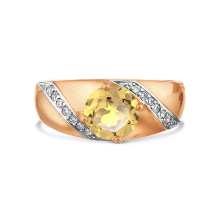 Т147018200 золотое кольцо с цитрином и фианитами