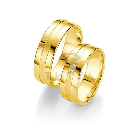 Т-27522 золотые парные обручальные кольца (ширина 6 мм.) (цена за пару)