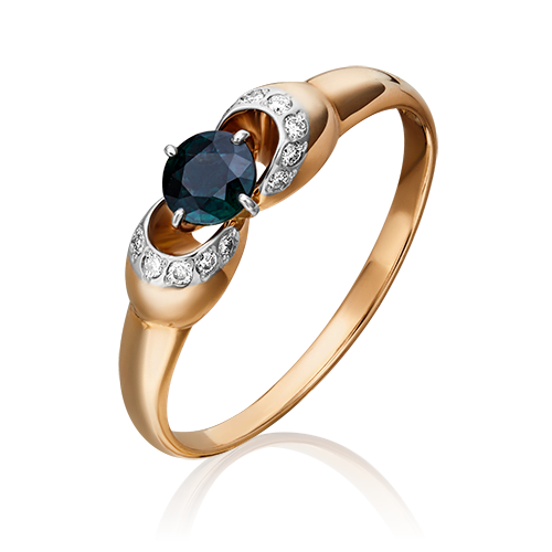 Кольцо из комбинированного золота с сапфиром и бриллиантом