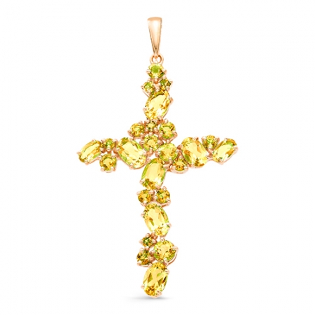 Крестик из красного золота с цитрином