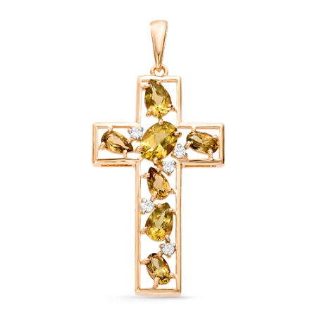 Крестик из красного золота с султанитом
