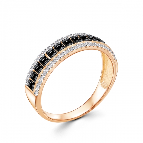 Женское кольцо из красного золота 585 пробы с фианитами