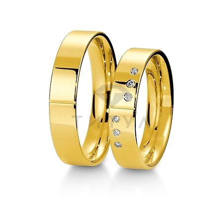 Т-28222 золотые парные обручальные кольца (ширина 5 мм.) (цена за пару)