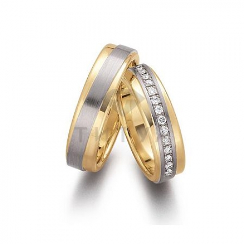 Т-28998 золотые парные обручальные кольца (ширина 6 мм.) (цена за пару)