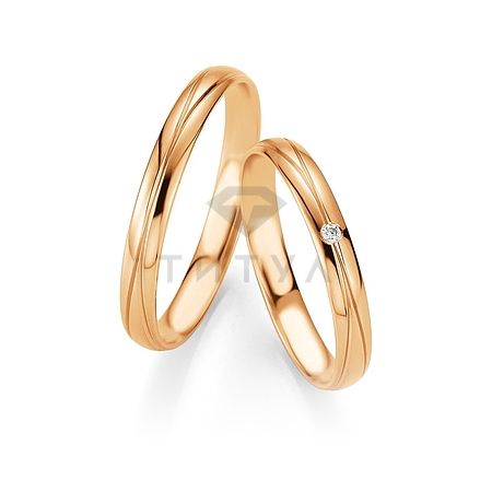 Т-26816 золотые парные обручальные кольца (ширина 3 мм.) (цена за пару)