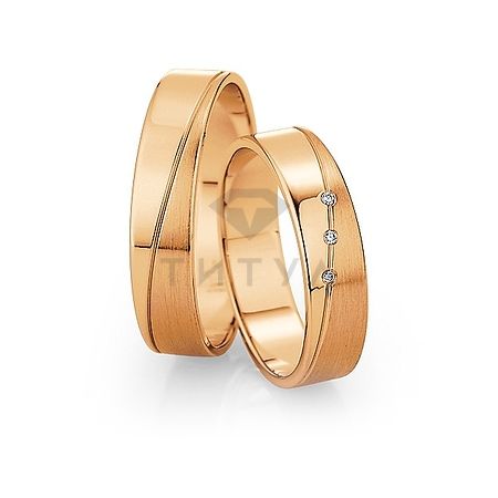Т-26948 золотые парные обручальные кольца (ширина 5 мм.) (цена за пару)