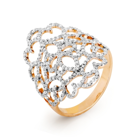 Ювелирный завод Топаз Золотое кольцо Ажур с фианитами