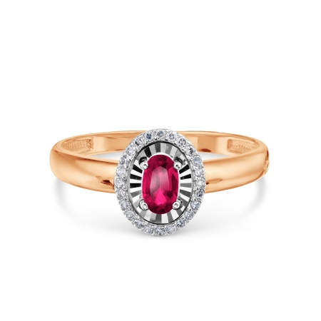 Т146618596 золотое кольцо с рубином и бриллиантом