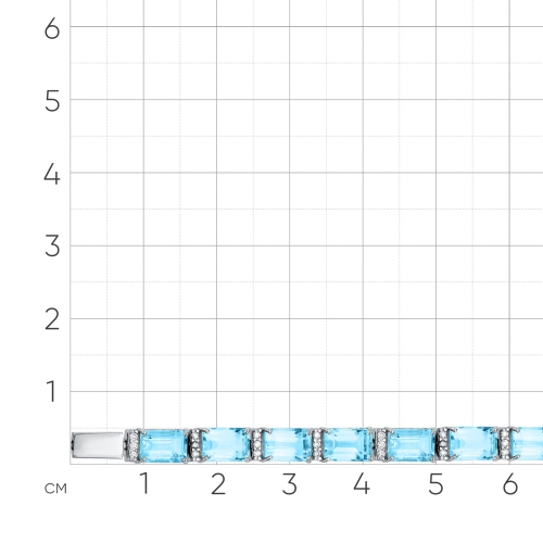 Браслет из белого золота 585 пробы с топазом Swiss и фианитами