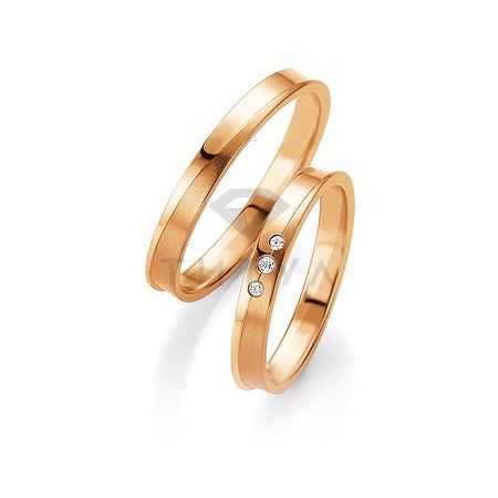 Т-26956 золотые парные обручальные кольца (ширина 3 мм.) (цена за пару)
