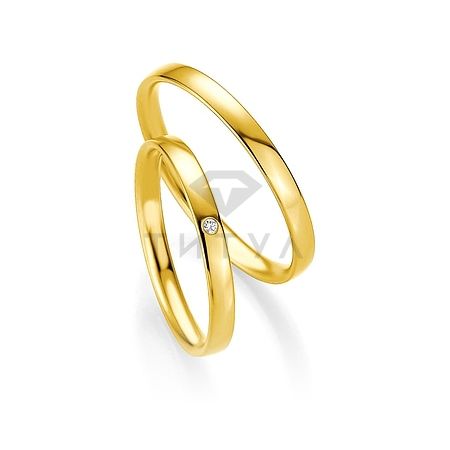 Т-26716 золотые парные обручальные кольца (ширина 2 мм.) (цена за пару)