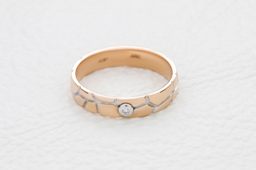 Ювелирный завод NEWGOLD Обручальное кольцо из красного золота с бриллиантом