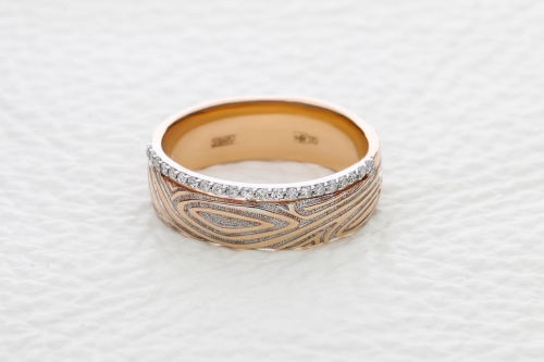 Ювелирный завод NEWGOLD Обручальное кольцо из красного золота с бриллиантом