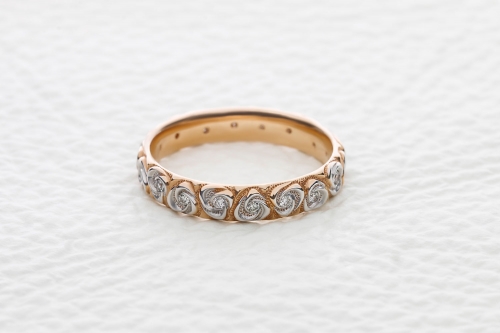 Ювелирный завод NEWGOLD Обручальное кольцо Адам и Ева из красного золота с бриллиантом