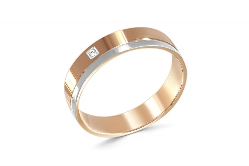 Ювелирный завод NEWGOLD Обручальное кольцо с бриллиантом из красного золота