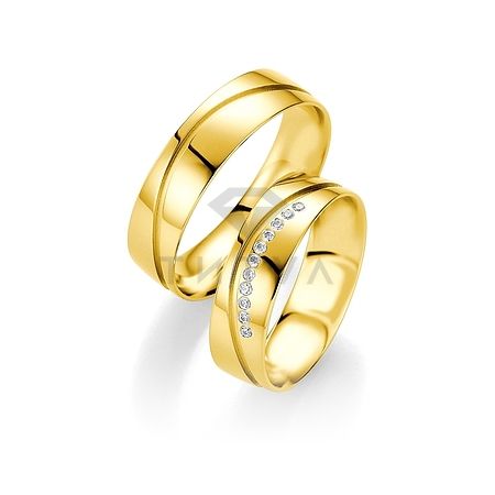 Т-27976 золотые парные обручальные кольца (ширина 6 мм.) (цена за пару)