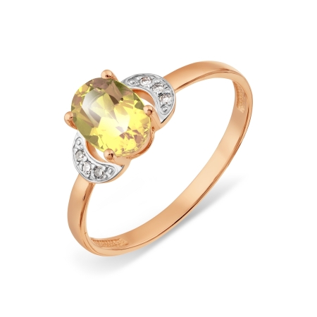 Золотое кольцо с цитрином и бриллиантом